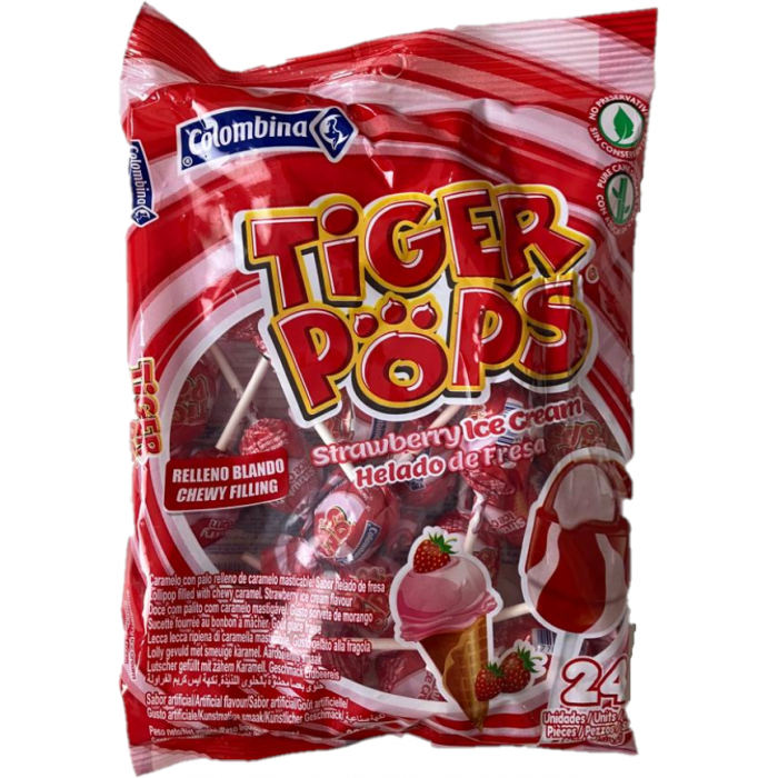 Bom bom bun Tiger pop fresa nata 24un